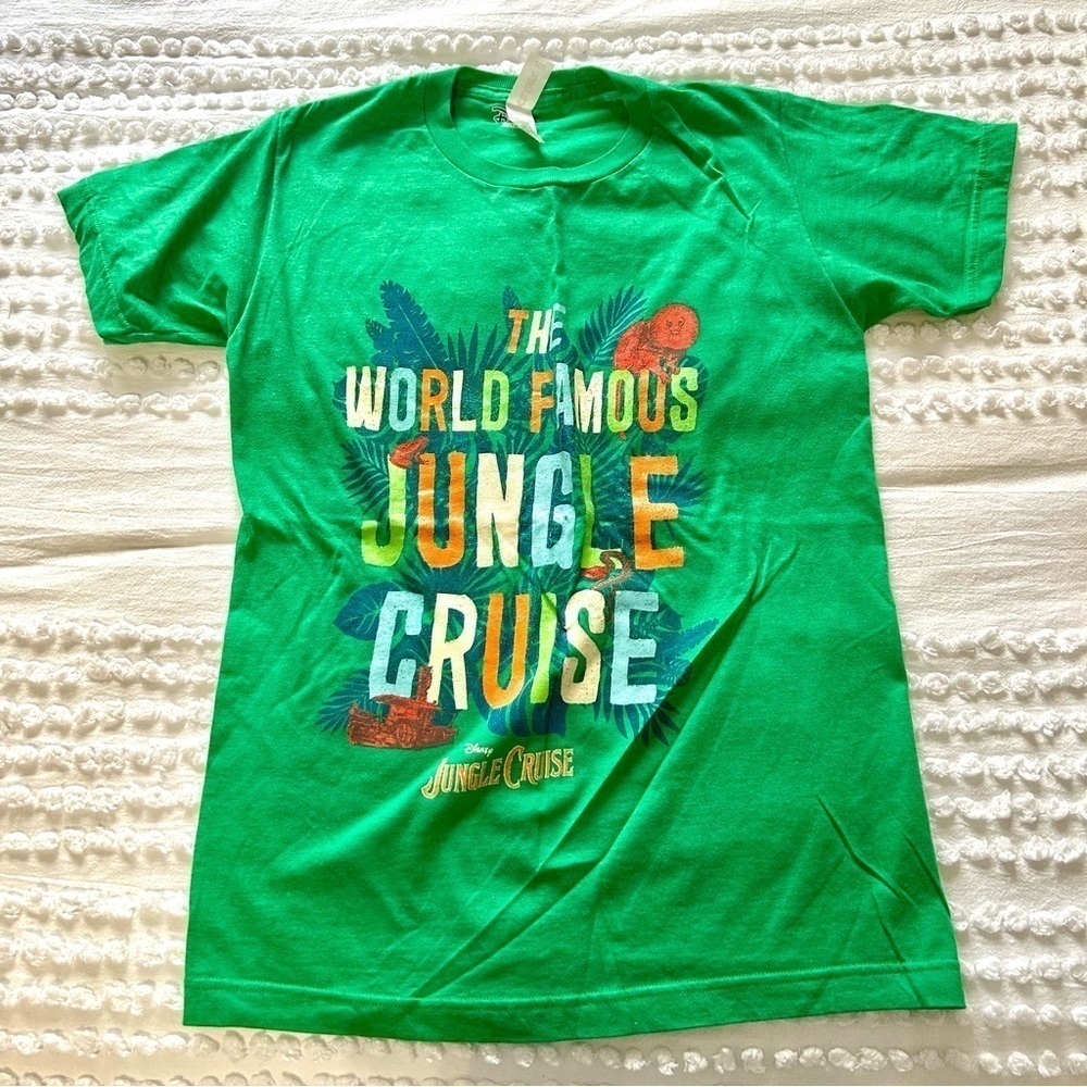 Disneys World Famous Jungle Cruise Kelly Green Super Soft 100% Cotton Tee Shirt